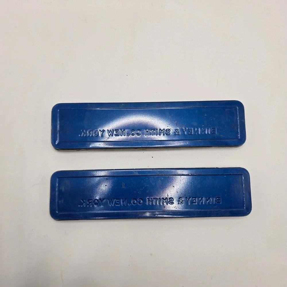 Watercolor Paint Tins Vintage Binney & Smith Artista Blue Metal Set of 2 Art - Picture 8 of 8